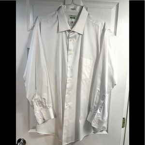 Van Heusen lux sateen Big Mens long sleeve dress shirt size 19 34/35 white